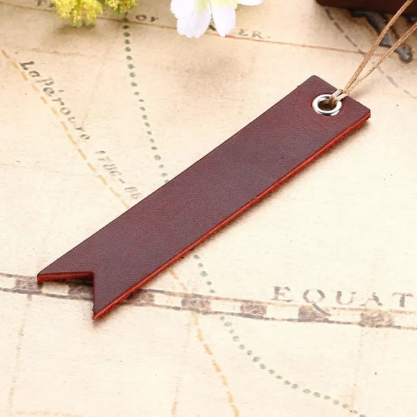 Marque-page en cuir vintage avec ficelle pour livres ou journaux